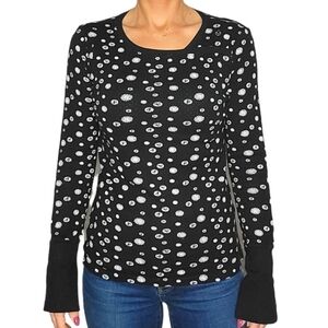 Reef Long Sleeve Top Size Large Button Cuffs Black
